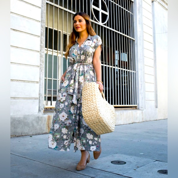 SOLD - ZARA Floral Shirt Dress - Picture 1 of 9